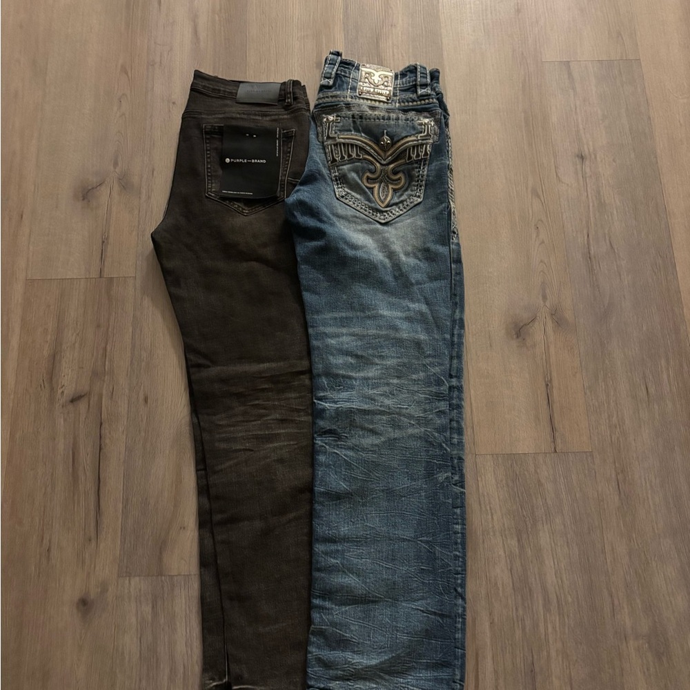 True Religion relaxed jeans and Purple brand jeans black slim straight